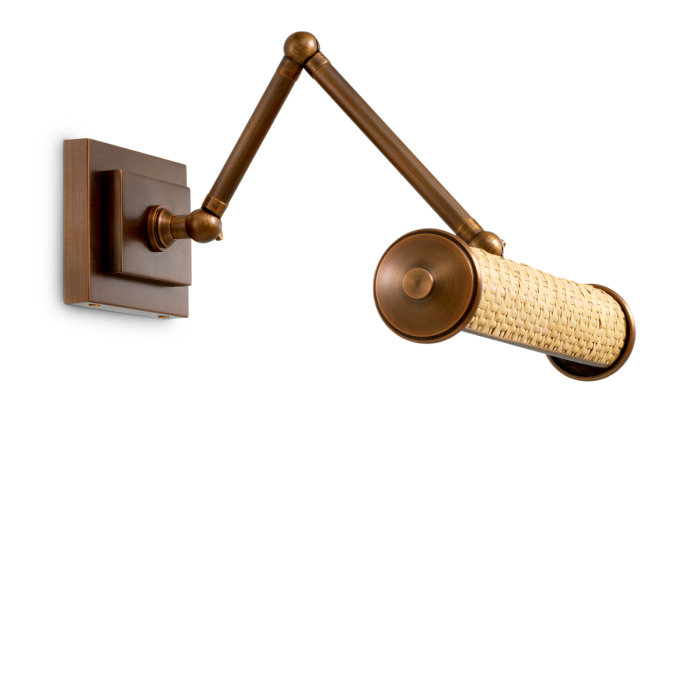 Lampa de perete Luca S ratan finisaj alama antica |W. 29.5 | max D. 37 | H. 8.5 cm  [2]