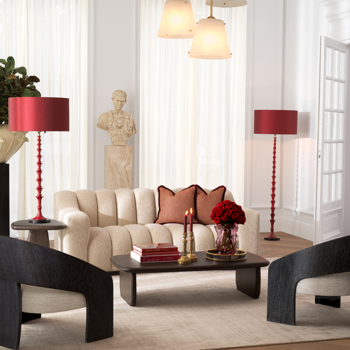 Lampa de podea Arabella finisaj rosu bordeaux cu abajur [2]