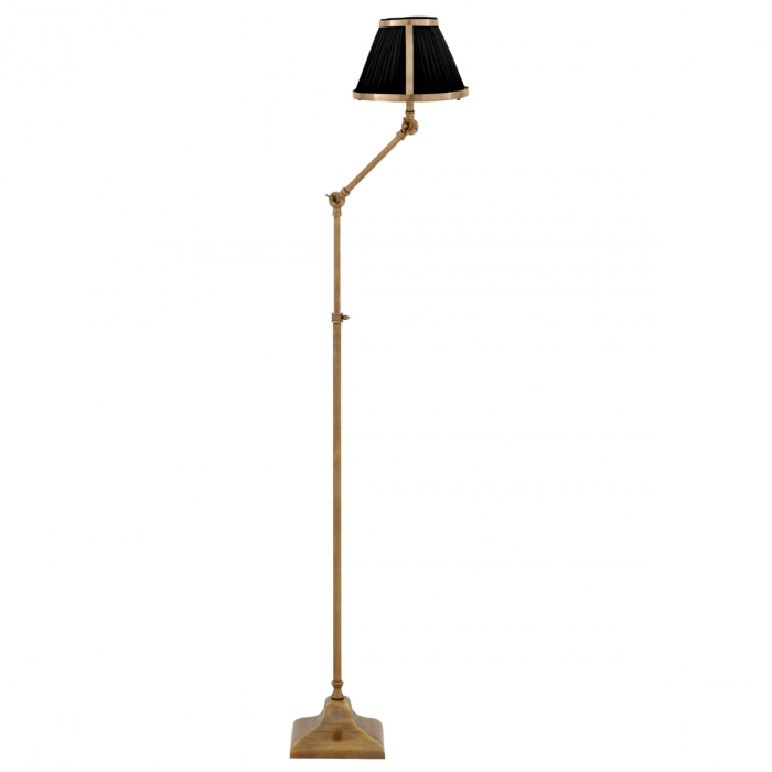 Lampă de podea Brunswick, finisaj din alamă cu aspect vintage, abajur inclus, Dims: W. 18 | D. 27 | min H. 105 | max H. 135 | Adjustable (CM) [2]