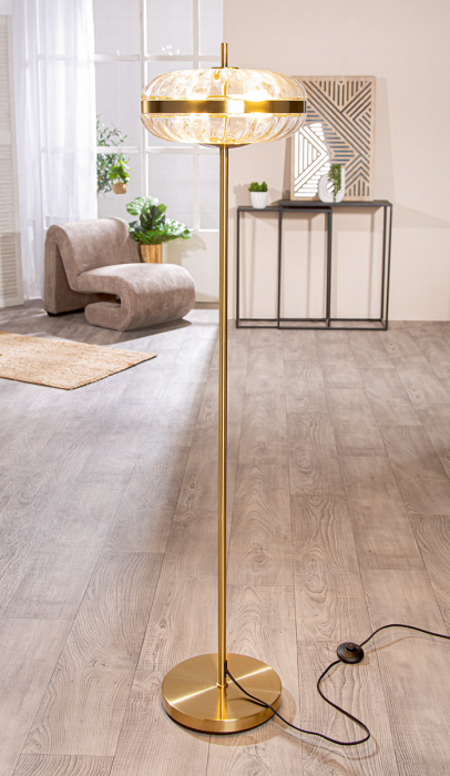 Lampă de podea, Glamour, Model linie, Sticlă, Metal, auriu, PU 1, H. 150 cm, D. 35 cm [3]
