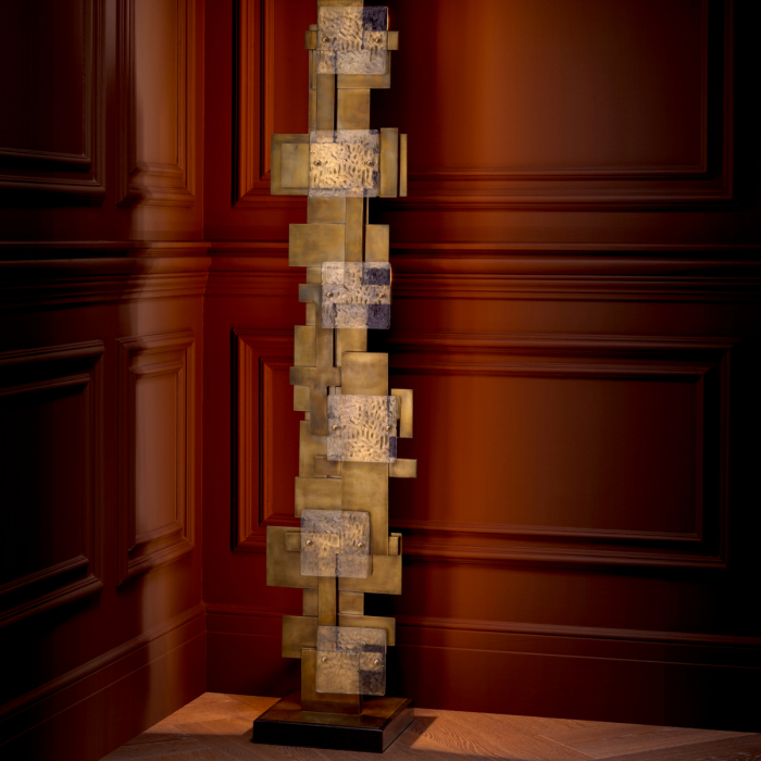 Lampă de podea Langham, finisaj din alamă cu aspect vintage, Dims: W. 28 | D. 28 | H. 166 (CM) [2]