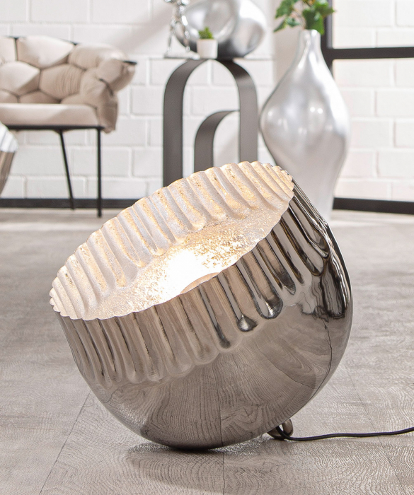 Lampă de podea, rotundă, Metal, argintie, PU 1, H 28 cm, D 26 cm [6]