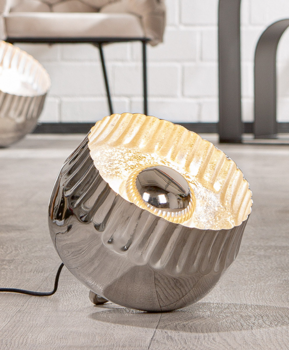 Lampă de podea, rotundă, Metal, argintie, PU 1, H 38 cm, D 35 cm [6]