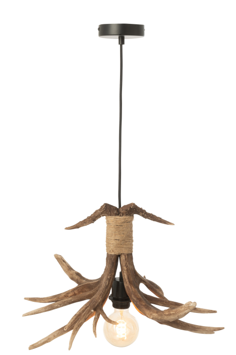 Lampa de tavan, coarne de cerb, polirasina, maro, S [4]