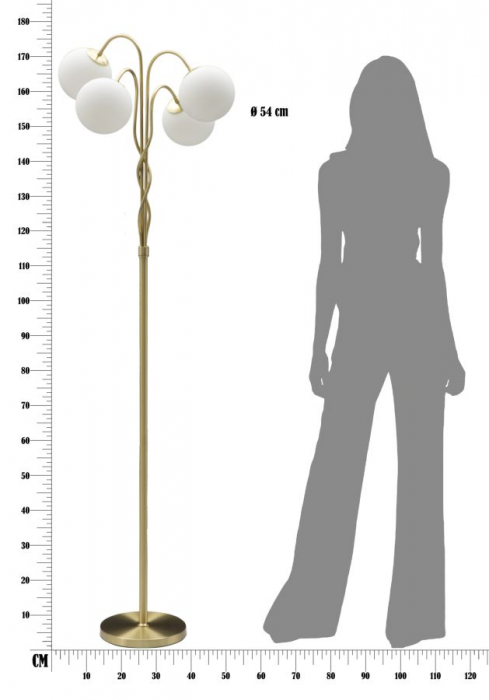Lampadar Glam, fier/sticla, alb/auriu, 54X176 cm [7]