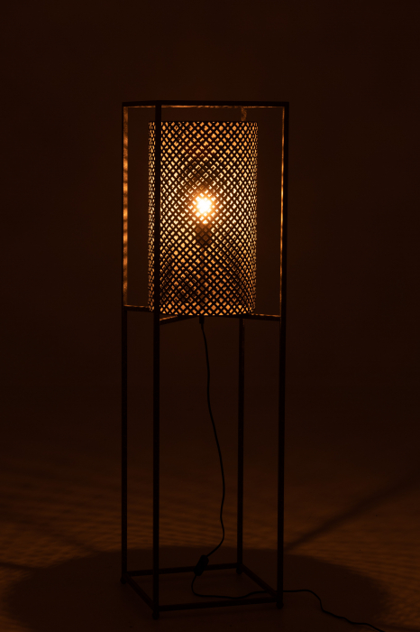 Lampadar Holes, Rattan/Bambus, Gri, 35x35x132 cm [3]