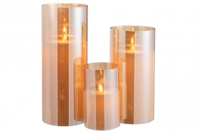 Lumanare LED, Sticla, Auriu, 10x10x25 cm [6]