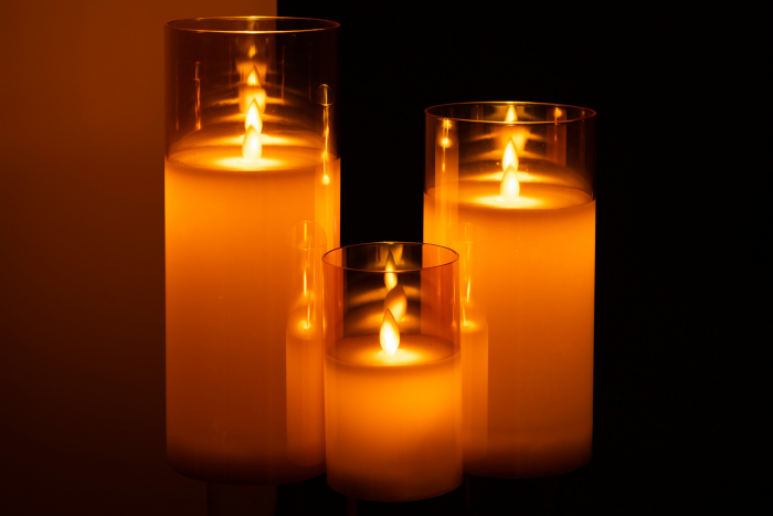 Lumanare LED, Sticla, Auriu, 10x10x25 cm [2]