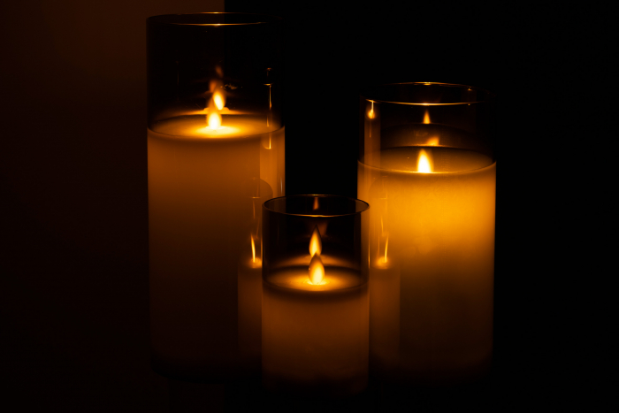 Lumanare LED, Sticla, Gri, 10x10x25 cm [6]