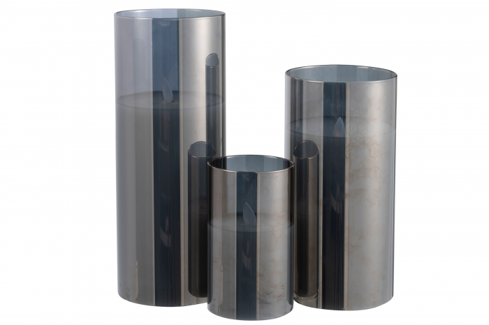 Lumanare LED, Sticla, Gri, 10x10x25 cm [4]