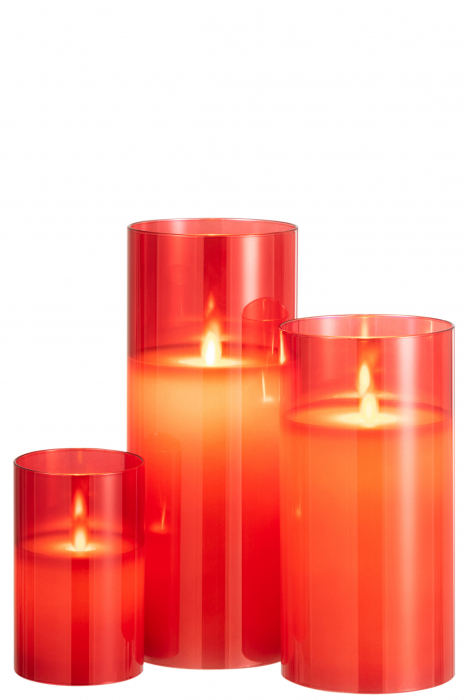 Lumanare LED, Sticla, Rosu, 10x10x25 cm [5]