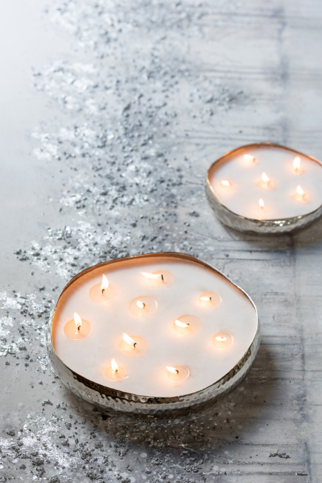 Lumanare parfumata, Ceara, Argintiu, 28.5x28.5x6 cm [4]