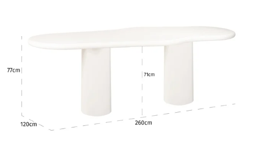 Masa Bloomstone, MDF, Alb, 76x260x110 cm [2]