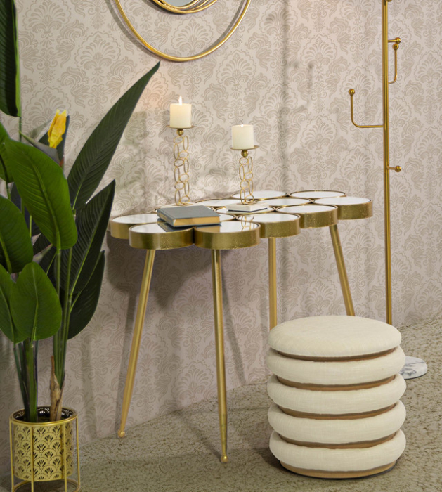 Masa Buttle, Fier/MDF/Oglinda, Auriu, 70x100x55 cm [8]