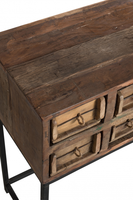 Masa consola Rough cu 8 sertare, Lemn, Maro, 75x34x76.5 cm [6]