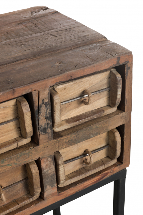 Masa consola Rough cu 8 sertare, Lemn, Maro, 75x34x76.5 cm [7]