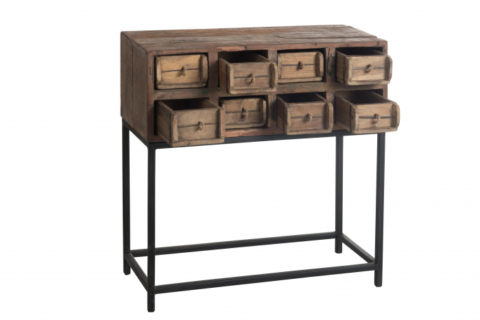 Masa consola Rough cu 8 sertare, Lemn, Maro, 75x34x76.5 cm [8]