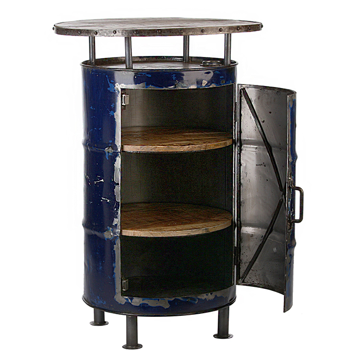 Masa de bar Barrel metal, albastru industrial, 76x116 cm [6]