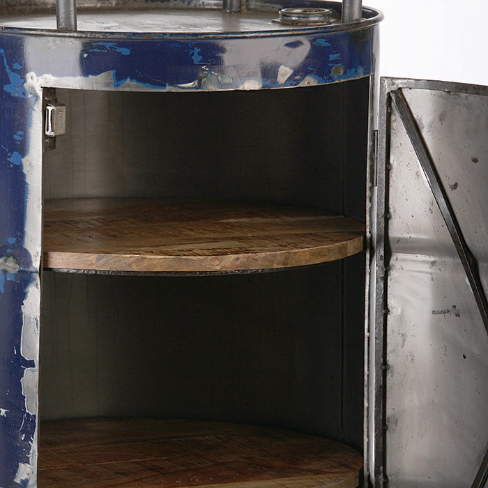 Masa de bar Barrel metal, albastru industrial, 76x116 cm [5]