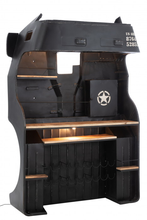 Masa de bar Truck, Metal, Negru, 220x148x69 cm [2]