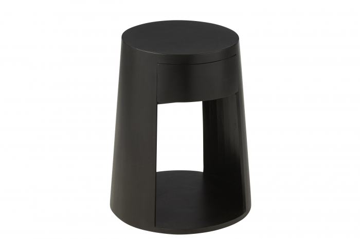 Masa laterala / noptiera Drawn cu sertar, Lemn de Mango/Mdf Negru [3]