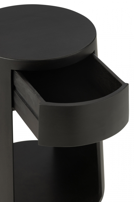 Masa laterala / noptiera Drawn cu sertar, Lemn de Mango/Mdf Negru [2]