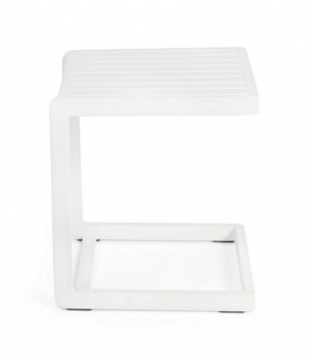 Masa de cafea KONNOR, aluminiu, alb, 40x40x45cm [4]