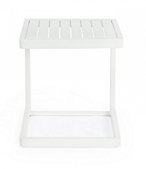 Masa de cafea KONNOR, aluminiu, alb, 40x40x45cm [3]