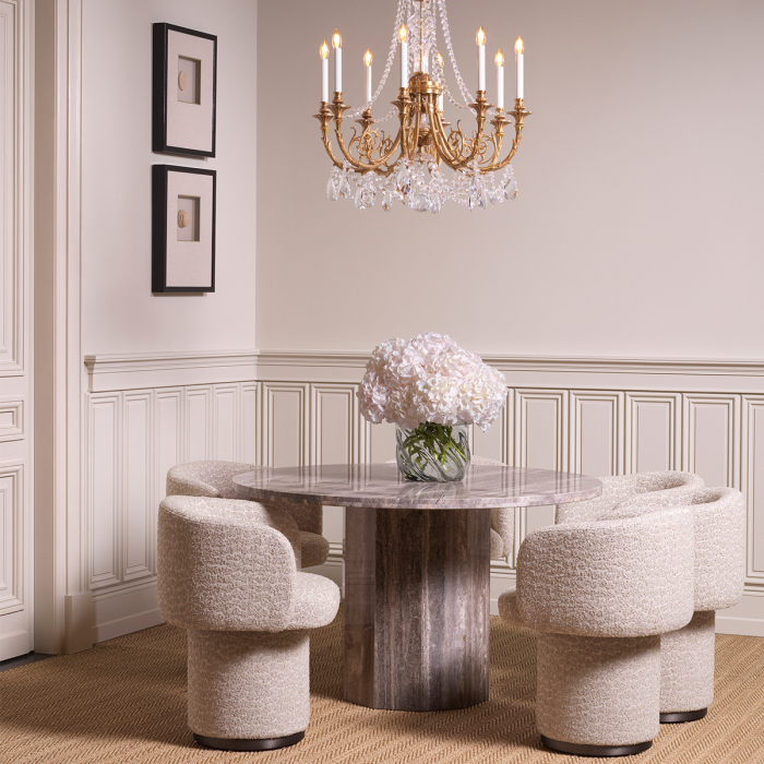 Masa de dining Florence din travertin argintiu [2]