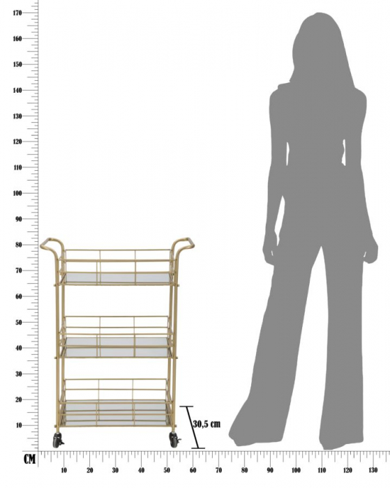 Masa de servire cu roti GLAM (cm) 60X30,5X80 [10]