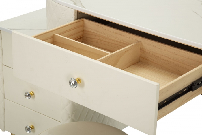 Masa de toaleta, Sharon, crem cu puf 120x40x75 cm (dimensiune puf ø36x39) [9]