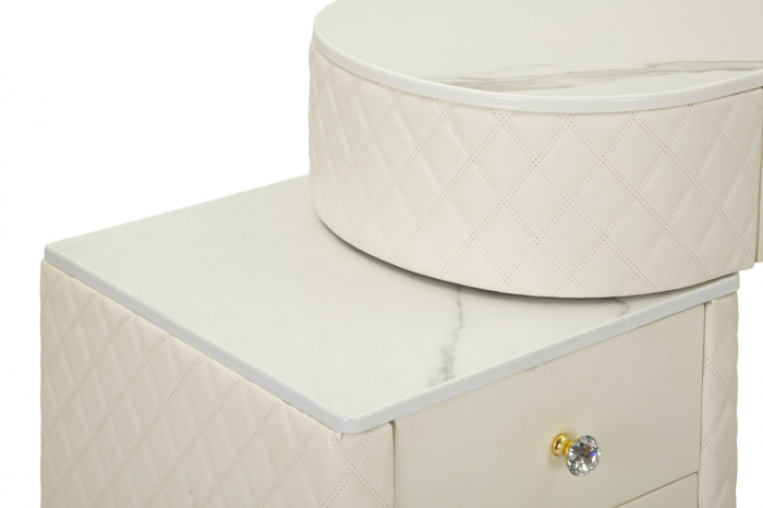 Masa de toaleta, Sharon, crem cu puf 120x40x75 cm (dimensiune puf ø36x39) [5]