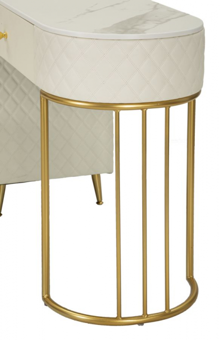 Masa de toaleta, Sharon, crem cu puf 120x40x75 cm (dimensiune puf ø36x39) [10]