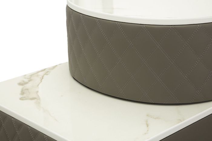 Masa de toaleta Sharon gri cu puf cu picioare argintii, 120x40x75 cm (dimensiunea pufului ø36x39) [6]