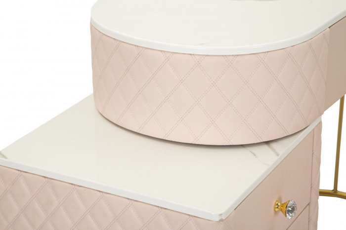 Masa de toaleta, Sharon, roz cu puf 120x40x75 cm (dimensiune puf ø36x39) [9]