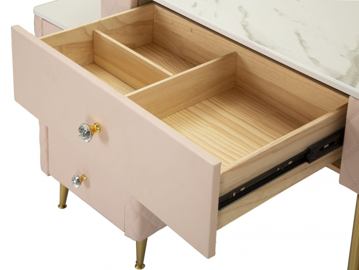 Masa de toaleta, Sharon, roz cu puf 120x40x75 cm (dimensiune puf ø36x39) [11]