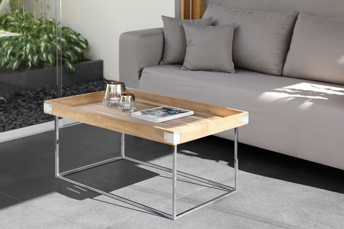 Masa DIEGO, lemn tec/inox, 100x60x62 cm, Fink [2]