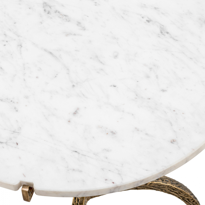 Masă dining, Cortina, vintage, finisaj alama, marmura alba - joasa, Dims: Ø 61 | H. 66 (CM) [4]