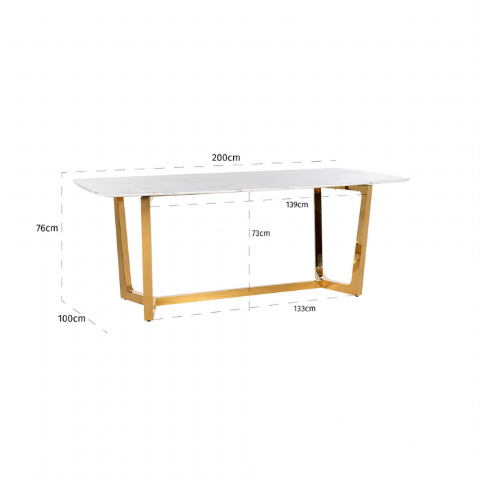 Picioare de masa Dynasty (fara blat) otel, Auriu 70x90 [3]