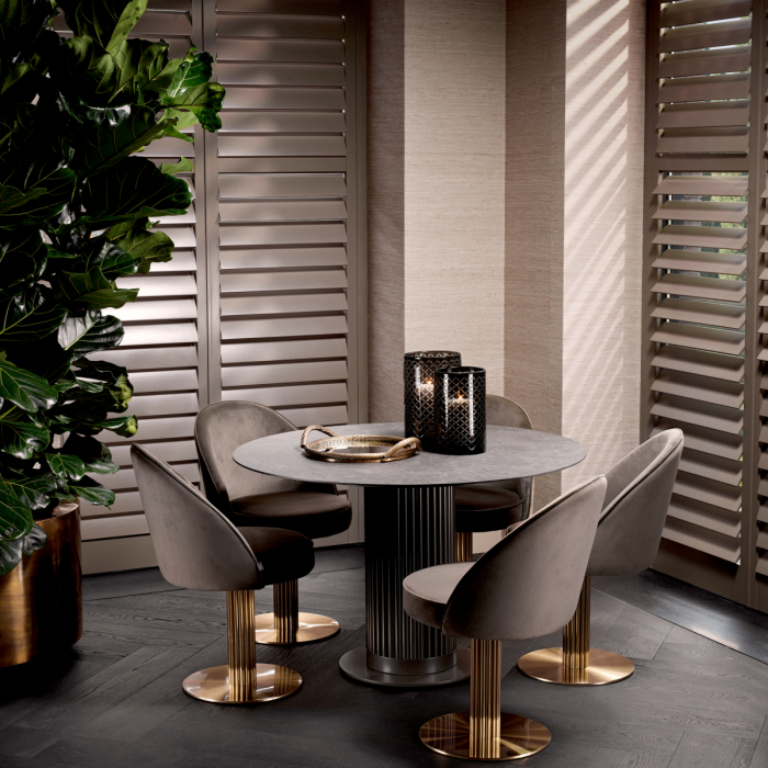 Masă exterior Volterra, blat rotund cu aspect marmura, Dims: Ø 120 | H. 76 (CM) [2]