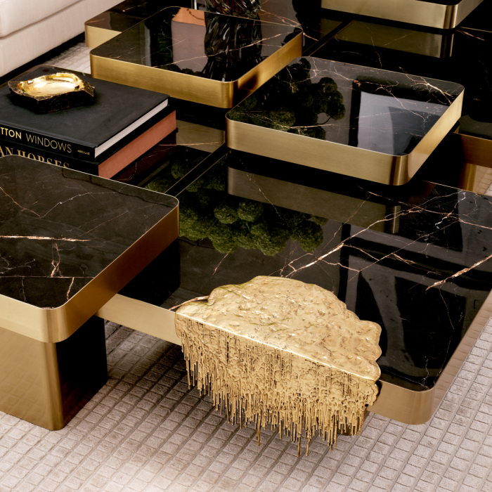 Masă Figurină Grove din alamă lustruită, Dims: W. 45 | D. 24.5 | H. 26.5  (CM) [2]