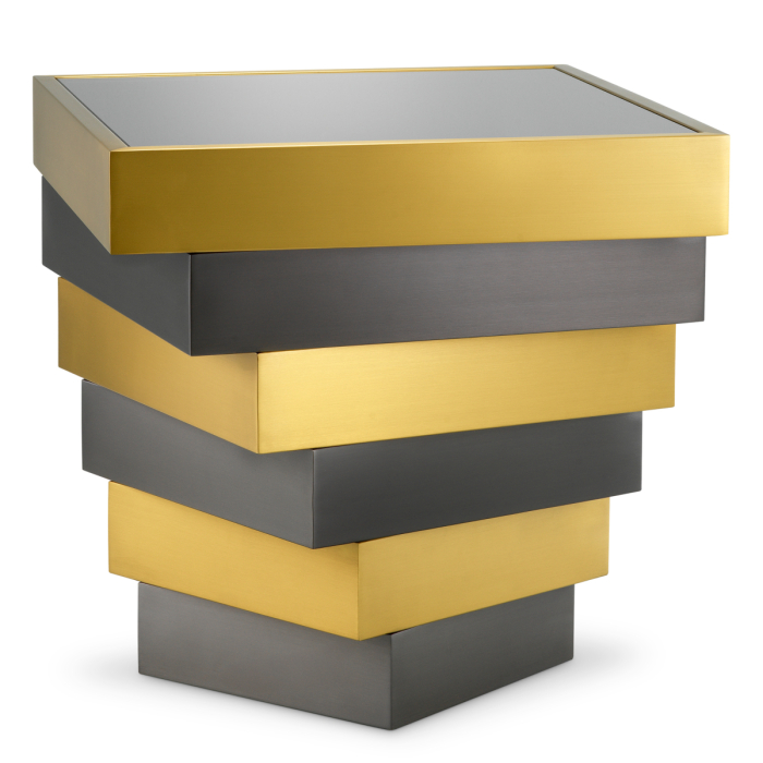 Masa laterala Zamora cu finisaj alama periata, sticla fumurie |L. 55 | W. 55 | H. 54.5 cm  [3]