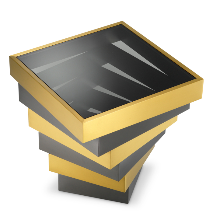 Masa laterala Zamora cu finisaj alama periata, sticla fumurie |L. 55 | W. 55 | H. 54.5 cm  [2]