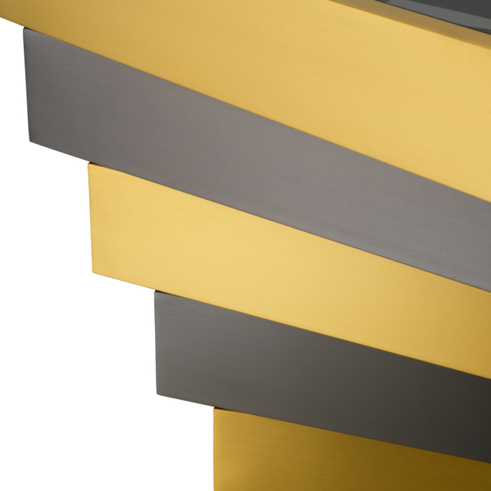 Masa laterala Zamora cu finisaj alama periata, sticla fumurie |L. 55 | W. 55 | H. 54.5 cm  [5]