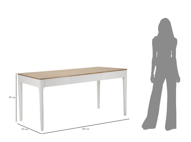 Masa Matera, Lemn/MDF/Fier, Alb/Maro, 80x180x60 cm [8]