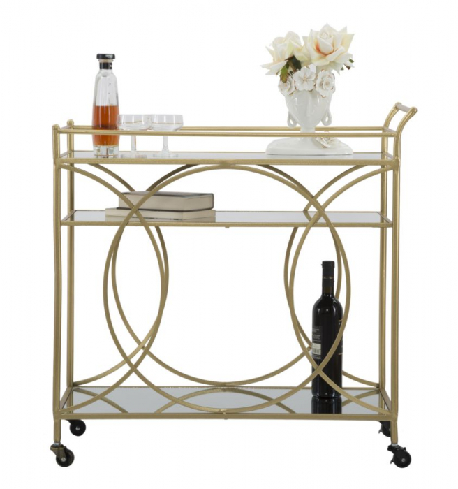 Masa mobila, fier/MDF/oglinda, auriu, 80X40X80 cm [9]