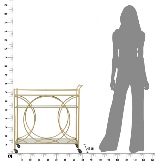 Masa mobila, fier/MDF/oglinda, auriu, 80X40X80 cm [5]