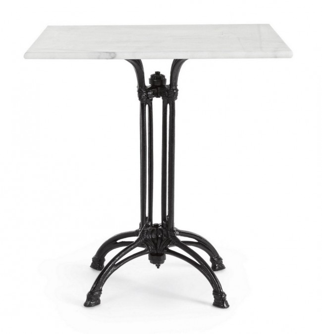 Masa patrata Loren, Otel/Marmura, Negru/Alb, 70x70x71 cm [3]