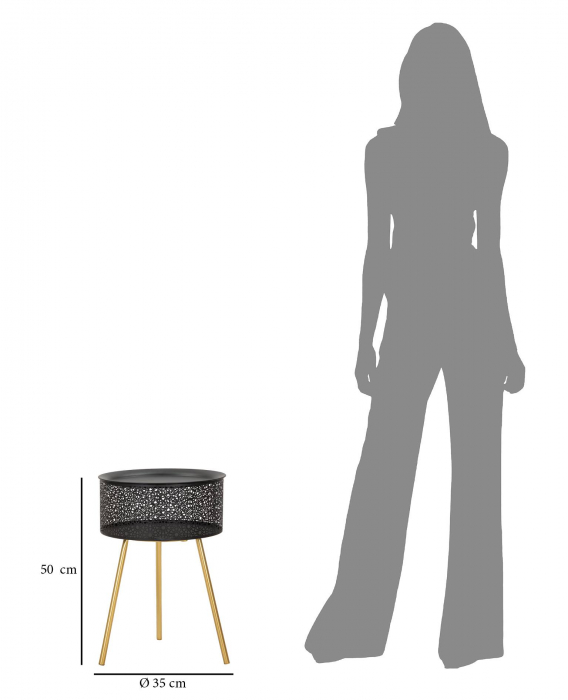 Masuta Blacky, Fier, Auriu/Negru, 50x35x35 cm [4]