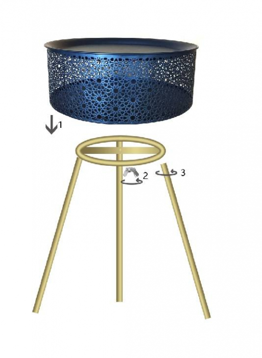 Masuta Blacky, Fier, Auriu/Negru, 50x35x35 cm [3]